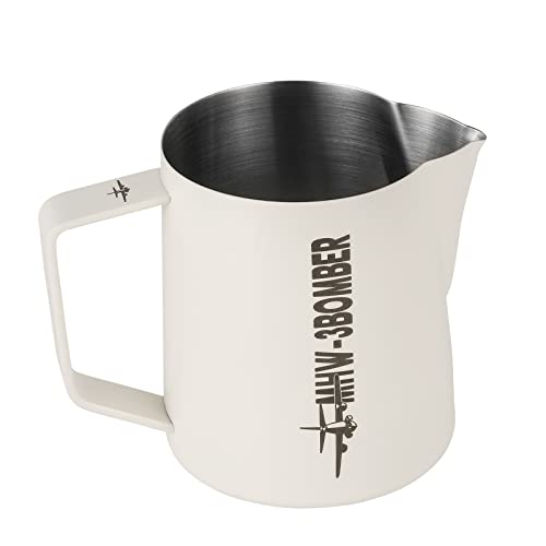 MHW-3BOMBER Espresso Milchkännchen Milk Pitcher 500ml Milchschaumtank Espresso Milchschaumtank Edelstahl Espresso Dämpfen Aufschäumen Pitcher Matte weiß P5020W Matte Weiß 500ml/16.9oz