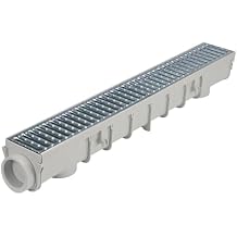 NDS Pro Series Channel Drain Kit, 5-1/2 in. X 39-3/8 in. Deep Profile Channel, Galv. Steel Grates, End Caps/Outlet, 5 in.