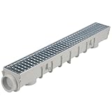 NDS Pro Series Channel Drain Kit, 5-1/2 in. X 39-3/8 in. Deep Profile Channel, Galv. Steel Grates, End Caps/Outlet, 5 in.