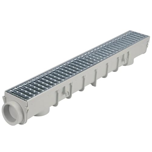 NDS Pro Series Channel Drain Kit, 5-1/2 in. X 39-3/8 in. Deep Profile Channel, Galv. Steel Grates, End Caps/Outlet, 5 in. by NDS - Used condition - US$72.77