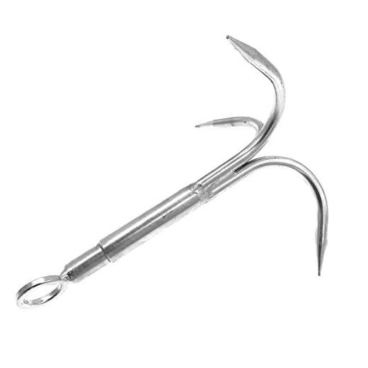 Long Buy 3-Claw Stainless Steel Outdoor Carabiner Grappling Hook/Climbing Claw/Aquatic Anchor Hook for Climbing, Hiking, Tree Limb Removal or Mountaineering Wild Escape (Medium)
