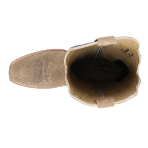 Mens Boar Narrow Embroidered Square Toe Casual Boots Mid Calf - Blue, Brown4