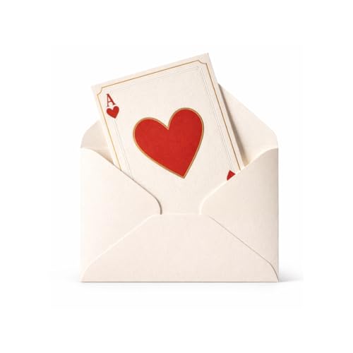 marelle CREATIVE MINDS Carte Saint Valentin Je t'aime - Carte Romantique As de Coeur en Papier Coton Texturé, Cœur Gaufré & Dos Cupidon - Détails en Relief - Enveloppe Premium