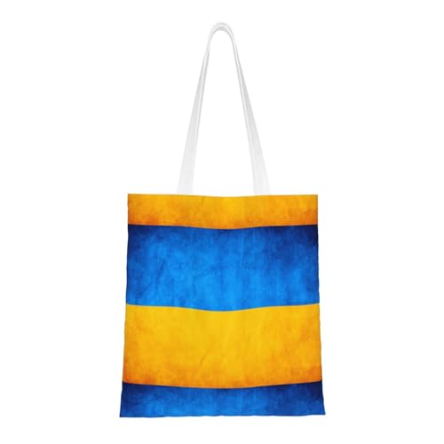 Ukrainian Flag Print Polyester Canvas Tote Bag, Shopping Bag With Reinforced Handles, Reusable