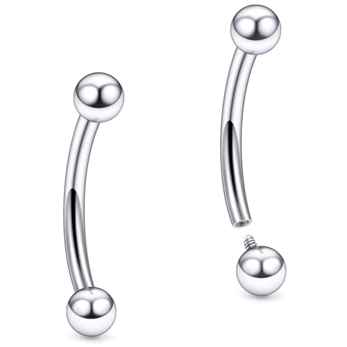 Rmsnxnnz 16G Internal Thread Titanium Eyebrow Ring Piercing Jewelry Curved Barbell Vertical Labret Lip Jewelry Daith Rook Earring Navel Small Tiny Belly Button Ring Piercing Jewelry for Women 10MM