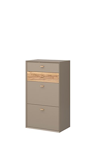 Germania Garderoben-Set Calvi | In Steingrau und Navarra-eiche | 200 x 199 x 41 cm | 8655-245