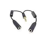 HAWORTHS CY Black 3.5mm Stereo Male to Double 3.5mm Female Audio Headphone Y Splitter Cable with Volume Switch