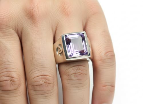 Image of Choose Your Color Mens Bold Ring 925 Sterling Silver Gemstone Wedding Engagement Statement Ring Birthstone Solitaire Jewellery Ring Sizes 4, 5, 6, 7, 8, 9, 10, 11, 12, 13,