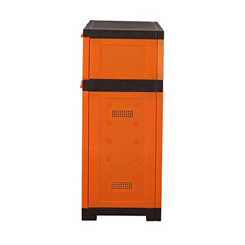 Image of CELLO Novelty Dual Plastic Shoe Rack with Dustproof Doors| 3 Year Warranty | Chappal /Slipper /Footwear Stand for Home, Living Room, Office, Outdoor| Orange & Brown Colour