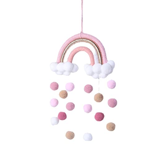 VIONNPPT Makramee Süße Regenbogen Wandbehang, Bunt Zimmer Ornament Anhänger, Wanddekor Kunst für Kinder Mädchen Baby Kinderzimmer Wohnzimmer Schlafzimmer (Rosa)