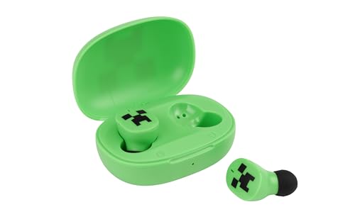 eKids Wireless Earbuds with Microphone, Bluetooth Earbuds with Charging Case, Great Stocking Stuffers for Kids (Minecraft)