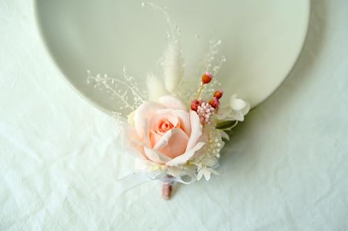 Flor seca para boda y banquete, estilo rústico, corsage y pulsera miniatura 2