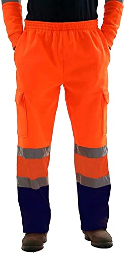 trending babz Hi Vis Viz Visibility Cinta reflectante alrededor del trabajo, ropa de seguridad sobre bolsillos, pantalones S-3XL, Naranja Azul Marino, M Cover