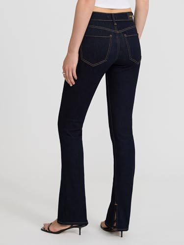 EXPRESS Women’s Skyscraper Jeans – Mid Rise Super-Stretch High-Leg Flare, Figure-Elongating, Machine Washable – Dark Denim4