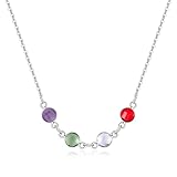 Personlise Create Your Own Family Birthstone Necklace in Silver, Rose gold and Gold Colour Gift for Mother, Girl Friend, Wife with Gift Box (Silver)