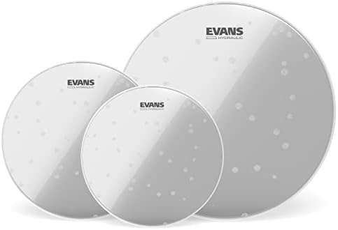 Evans Hydraulic Drum Heads - ETP-HYDGL-F - 3 Piece Tompack - Supresses Unwanted Overtones - Ideal for Rock, Metal, & Funk - Glass (Clear), Fusion (10 inch, 12 inch, 14 inch)