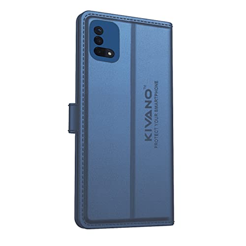 Image of KIVANO Professional Series Wallet Case for Oppo A74 5G | Luxurious Design | Handcrafted Unique | Premium | PU Leather Flip Cover | Card Slots | Kickstand | Magnetic Closure - Dark Blue