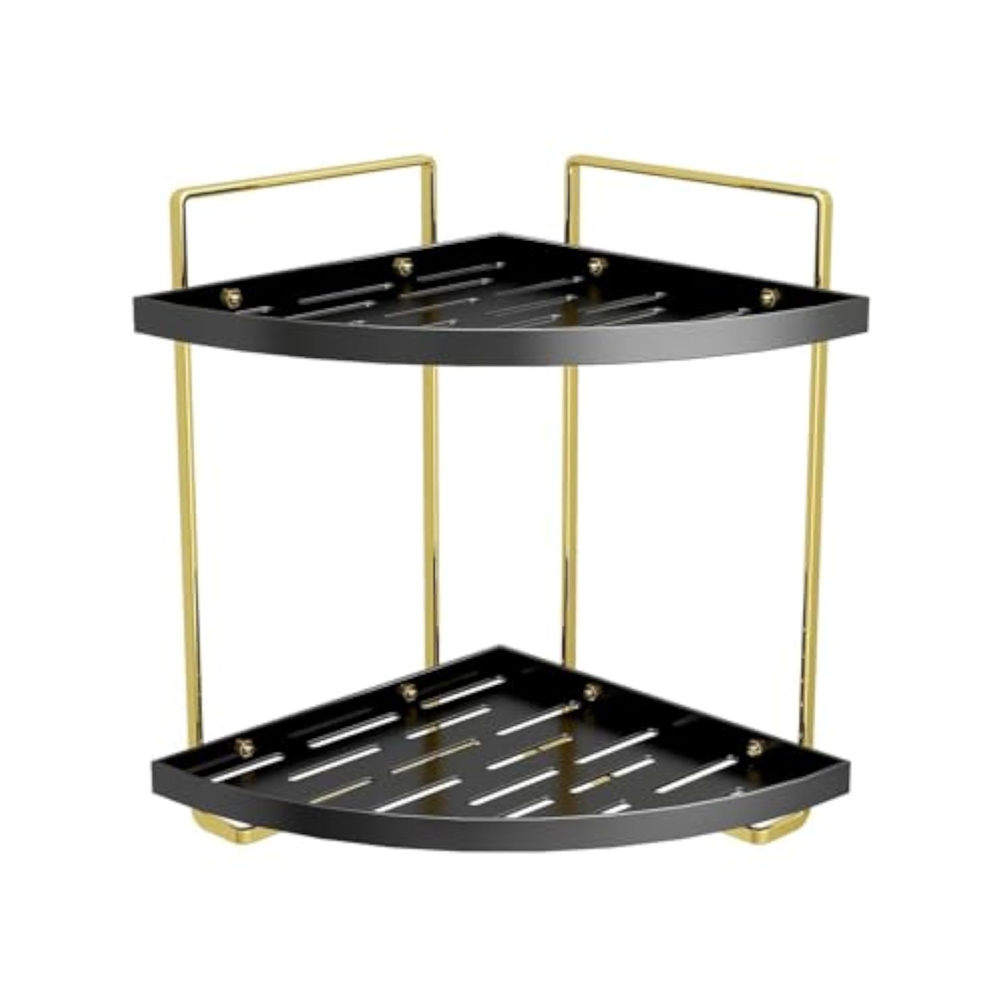 Corner Bathroom Organizer Shelf, Black Gold Makeup Storage