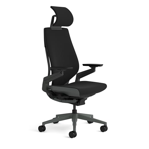 Image of Steelcase Gesture Ergonomic Office Chair with 360 Armrests, 3D Live Back Lumbar Support, Adjustable Headrest, Onyx Black, 66 x 62.5 x 107 cm