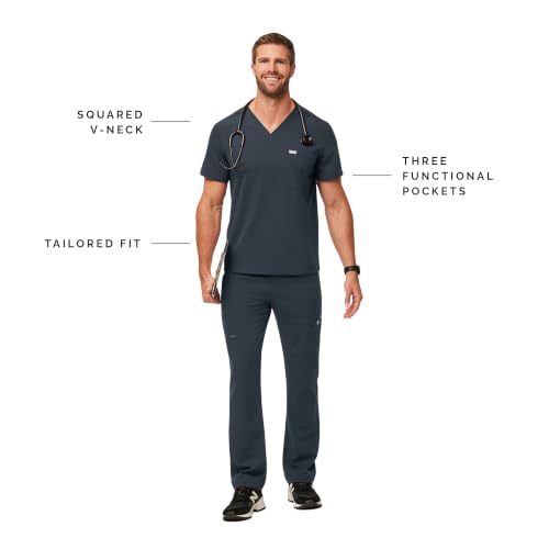 Image of FIGS Chisec Scrub Top for Men - 3 Pockets, Tailored Fit, Squared V-Neck, 4-Way Stretch, Moisture-Wicking