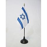 AZ FLAG TISCHFLAGGE Israel 15x10cm goldene splitze - ISRAELISCHE TISCHFAHNE 10 x 15 cm - flaggen