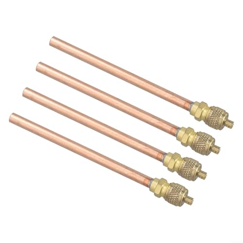 Rehoetom Válvulas de acceso a refrigeración para sistemas de aire acondicionado y refrigeración, piezas de llenado de tubos de cobre, juego de 4 piezas, compatible con unidades de CA, refrigeradores,