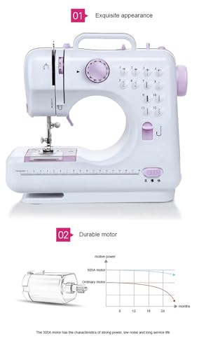 Desktop naaimachine 12 steek mini elektrische handnaaimachine kit gereedschap, dubbele lijn twee snelheden achteruitsteek lichtgewicht reisnaaimachine for huishoudelijke kinderen beginners (Size : Pi - Image 3