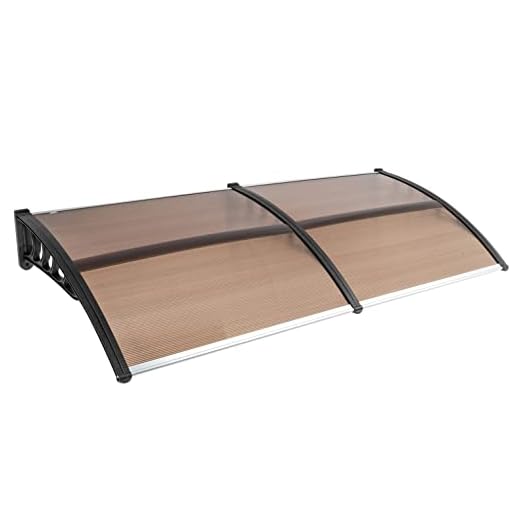 Simply-Me 40" x 80" Door Window Awning Polycarbonate Cover Front Door Outdoor Patio Awning Canopy UV Rain Snow Protection Hollow Sheet (Brown & Black Bracket)