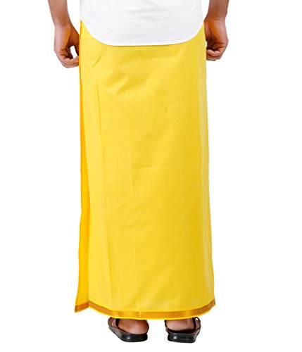 Image of PRAKASAM COTTON Welcro Pocket Dhoti | Jari Border Readymade Cotton Dhoti for Men