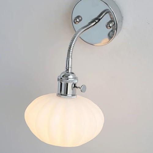 Lámpara de pared de vidrio de leche con cuello flexible e interruptor para interior 7