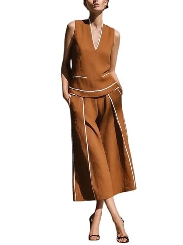 Pantalones capri sin mangas con doble cuello en V para un estilo resort único