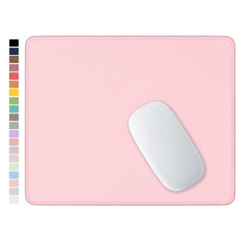 Hsurbtra Mouse Pad Premium-Textured Square Mousepad 26 x 21 cm Stitched Edge Anti-Slip Waterproof Rubber Mouse Mat Pretty Cute Mouse Pad for Office Gaming Laptop Women Kids Pink