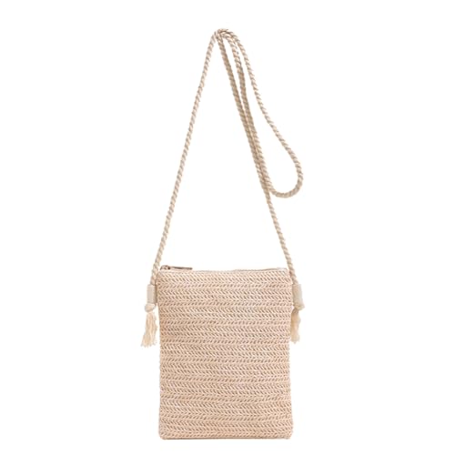 Straw Crossbody Cell Phone Bag Fashion Woven Straw Purse Lightweight Shoulder Beach Cellphone Purse Wallet - Main Image
