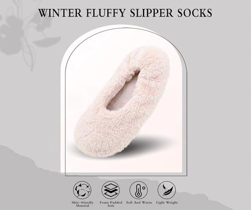 Image of Keyela Women's Ballerina Slippers,Non-Slip Bedroom Slippers Socks | Soft fuzzy slipper socks for ladies Indoor home slippers Cozy sock slippers Ballet Slippers