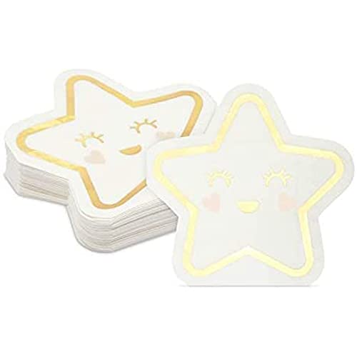 Sparkle and Bash Twinkle Little Star Paper Napkins for Baby Shower Gender Reveal Party 50 Pack