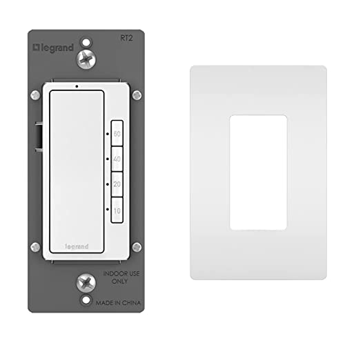 Legrand Radiant Digital Light Switch Countdown Timer, 4-Button, RT2WCCV4 & Legrand Radiant Screwless Wall Plates for Decorator Rocker Outlets, 1-Gang, White, RWP26WCC10 Legrand Radiant Digital Light Switch Countdown Timer, 4-Button, RT2WCCV4 & Legrand Radiant Screwless Wall Plates for Decorator Rocker Outlets, 1-Gang, White, RWP26WCC10