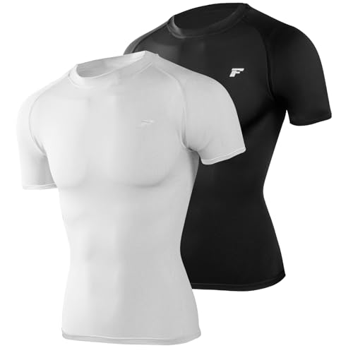 Men's Compression Quick Dry Short Shirts UPF 50+ UV Sun Protection Workout Undershirts Weatherproof Rash Guard