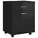 vidaXL Armario Rodante Cajonera Estantería Estante Oficina Habitación Muebles Mobiliario Almacenamiento de Aglomerado Negro con Brillo 45x38x54 cm
