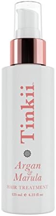 Argan and Marula Oil Hair Treatment By Tinkii 4.23oz/125ml - Salon Quality Leave-in Hair Serum that Protects, De-frizzes, Nourishes and Conditions, Sulfate-free