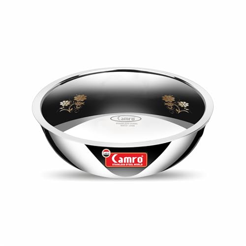 Image of Camro Triply Artisian Tasla 5 Liters, 28 Cm with Steel Lid | Stainless Steel Induction Friendly | 3-Layer Body, Dishwasher Safe | 6 Years Warranty