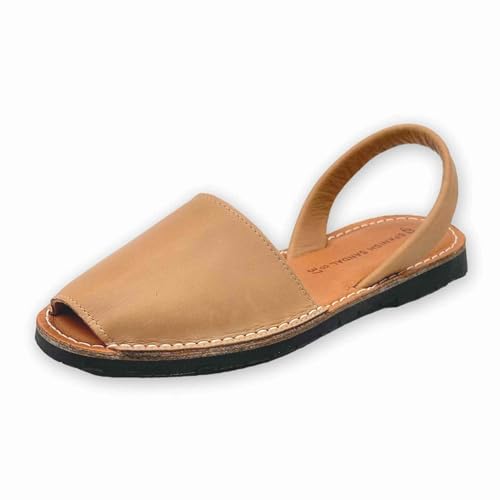 Image of The Spanish Sandal co Classic Flat Sandals for Women, Dressy Soft Leather Peep Toe Sandals for Women, Versatile Casual Slip-on Flats
