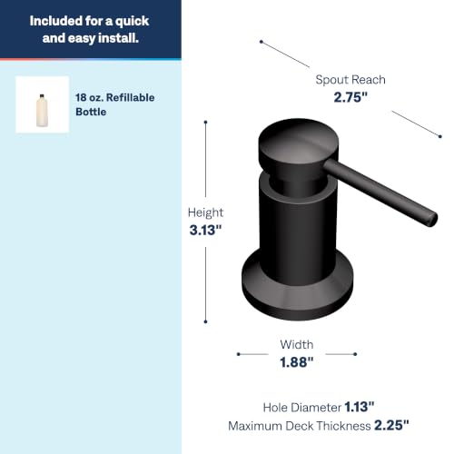 Image of Moen 3942BL Kitchen Soap Dispenser, Refill Above Sink, Matte Black