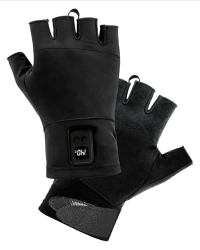 COMOIL Heated Fingerless Gloves Rechargeable - Digital Display Touchscreen Gloves 3 Temp 4 Timer Charge While Using Dual-Side Heating for Men Women Winter Typing/Riding/Driving(M)