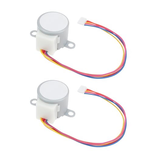 ECSiNG 2 Pièces Moteur Pas à Pas 5 V 4 Phases 5 Fils 24 x 19 mm Compatible avec 24BYJ48-394B Compatible avec ULN2003 pour Ventilateur Four Éclairage