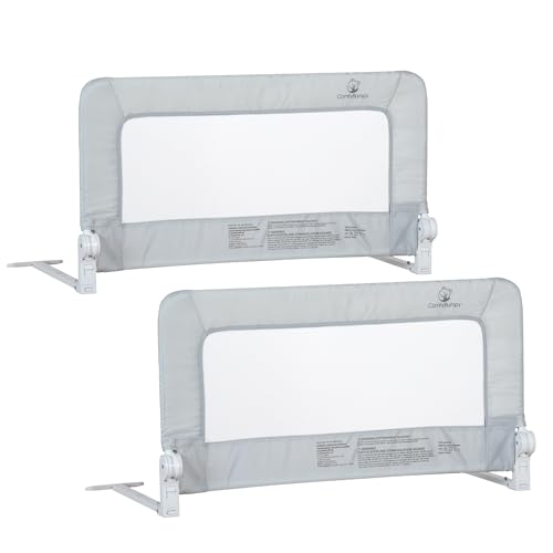 Image of ComfyBumpy 2-Pack Bed Rail for Toddlers 35.5" L x 19.5" H | Toddler Bed Rails for Twin, Full & Toddler Mattress Size | Swing Down Rail Guard | Mattress Side Rail for Kids | Gray