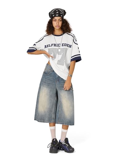 Aelfric Eden 77 Football Jersey Oversized Graphic T Shirts Short Sleeve Color Blocking Number Print Tee3