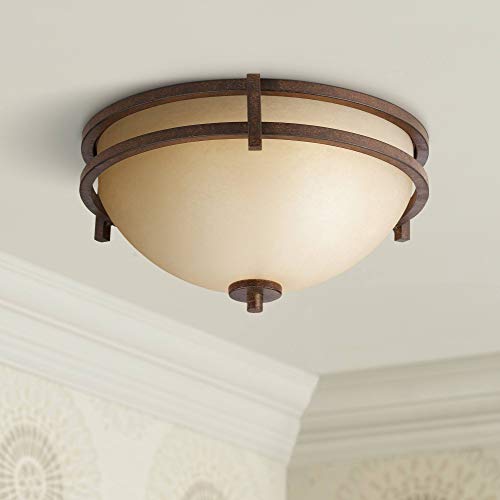 Franklin Iron Works Oak Valley Collection Mission Ceiling Light Flush Mount Fixture Rustic Bronze...
