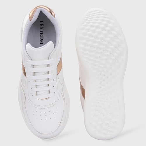 Image of Centrino Womens Casual Shoes | Colorblock Sneakers with Ultra Soft Cushion Lace-Up Shoes All-Day Comfort | Trendy & Lightweight Design | Low Top Flat Sole (7617)