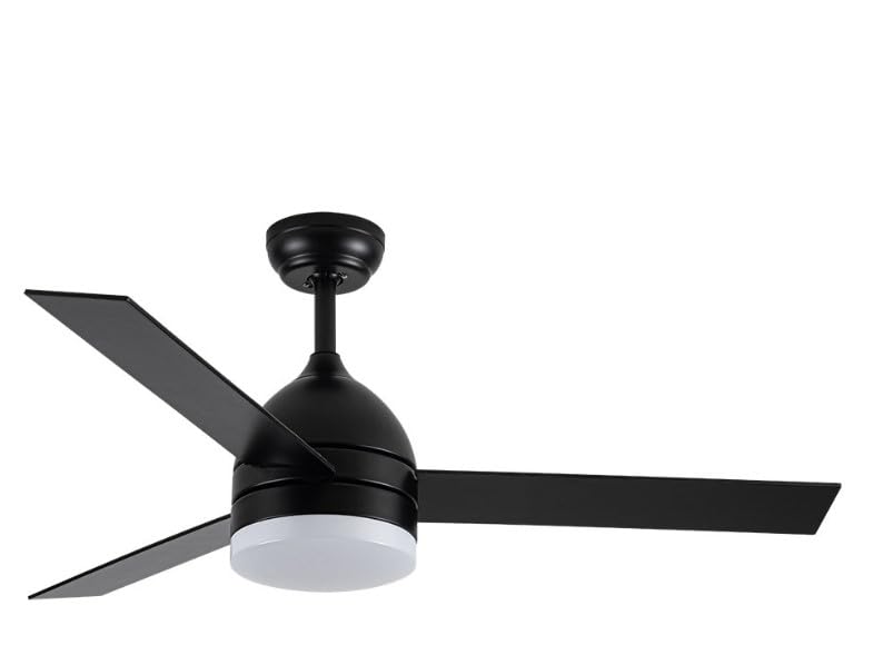ABRILA DC LEGIO Fan | Black with three Reversible Blades in Black/Oak | 3 Light Temperatures | with Timer and Remote Control Included | Elegant Design with Straight Lines