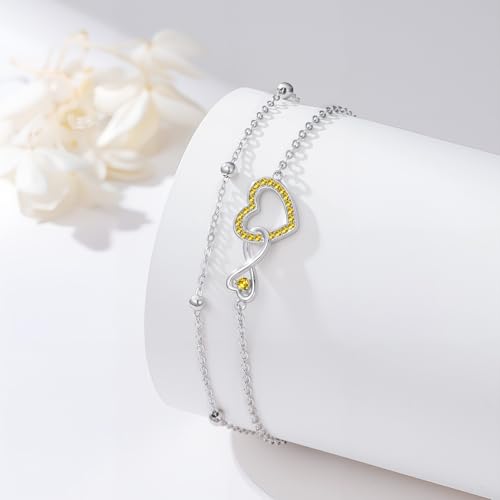 Image of Anklet for Women 925 Sterling Silver Double Infinity Ankle Bracelet Waterproof Summer Jewelry Anniversary Birthday Gifts for Her